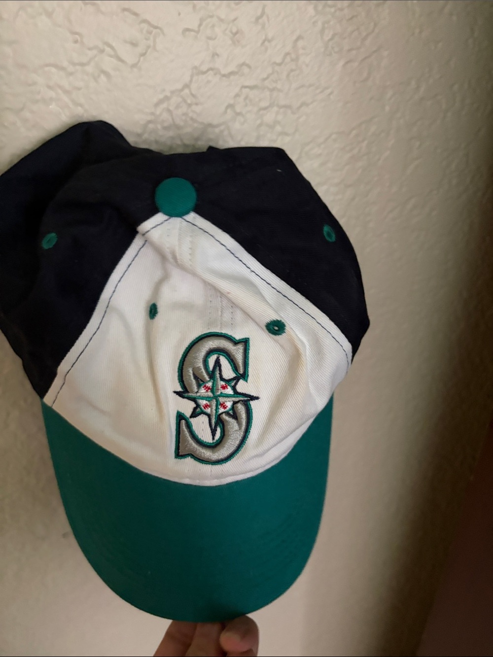 47 Brand Seattle Mariners Tri-Panel Baseball Cap in Teal, Navy, White